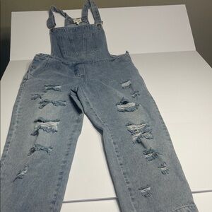 BiBi Distressed Denim Overalls